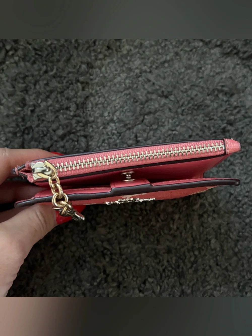 COACH SNAP CARD CASE WITH BUNNY SCRIPT PRINT